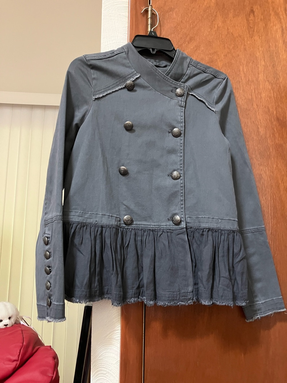 BKE Women's Double-Breasted Peplum Military Jacket -